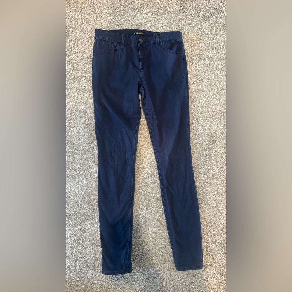 Express Dark Blue Women's Mid-Rise Skinny Jeans